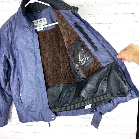 |•COLUMBIA•| Titanium Omnitech Navy Winter Ski Jacket w/ Flora… - Picture 5 of 16